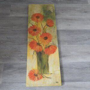 ART WORK: "Orange Flowers" Original Acrylic Painting On Wood by IRWIN 1964.